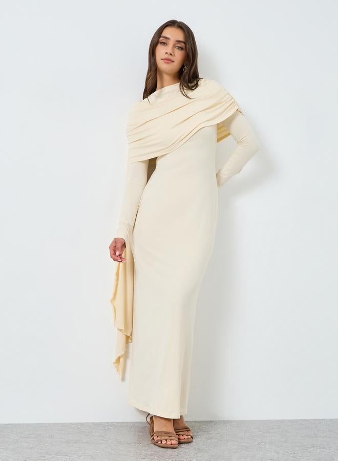 Styli Women Beige Long Sleeves Maxi Dress - Image 5